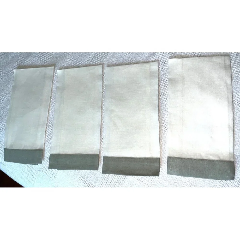 NIP Archipelago 4 Linen Hand Towels Set Ivory Sage Nina Ramsey Classic Gift